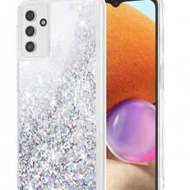 Husa Samsung A55 cu Apa si Sclipici Lichid Argintie Protectie Camera