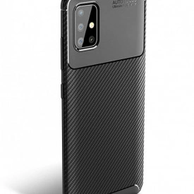 Husa Samsung Galaxy A51, stil carbon, ultra slim, Negru, fashion look - Img 2