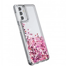 Husa Samsung Galaxy A54, cu Apa si Sclipici, Lichid si Glitter, Fashion, protectie camera, Roz