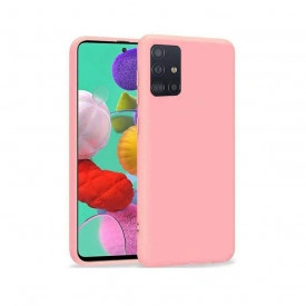 Husa Samsung Galaxy A71, ultra slim silicon si microfibra, roz