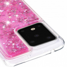 Husa Samsung Galaxy S20 Ultra, cu Apa si Sclipici, Lichid si Glitter, Fashion, protectie camera, Roz - Img 6