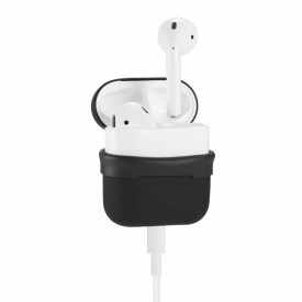 Husa suport cutiuta casti compatibila cu Airpods Apple Iphone, silicon Negru, 2 piese - Img 4