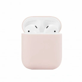 Husa suport cutiuta casti compatibila cu Airpods Apple Iphone, silicon Roz Pal, 2 piese