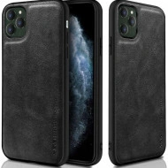 Husa X-Level iPhone 11 Pro din silicon si piele ecologica Luxury Leather, Negru