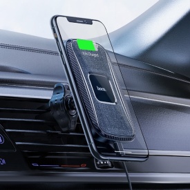Suport Auto cu incarcare Wireless, Hoco (CA75) - 15W, Magnetic, montaj Grila/Bord, AutoLock, brat ajustabil, BLACK - Img 6