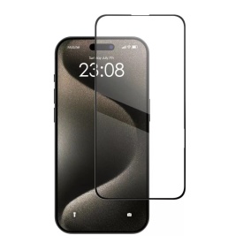 Folie protectie din sticla iPhone 15 Pro Max, full cover, case friendly, full glue, rezistenta la socuri