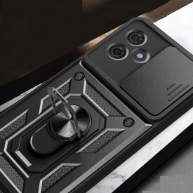 Husa antisoc Armor, compatibila cu Motorola Moto g54 Power, silicon si plastic, magnet inclus, inel prindere, stand pentru filme, Camera Slide, Rosu - Img 6