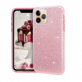 Husa iPhone 11 Pro ultra slim din silicon, cu 3 straturi protective, Fashion, cu sclipici Glitter, Roz