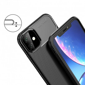 Husa iPhone 11 stil carbon, ultra slim, Negru, fashion look - Img 4