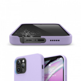 Husa iPhone 12, ultra slim silicon, protectie camera, Mov deschis - Img 3