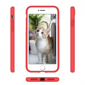 Husa iPhone 7 / iPhone 8, ultra slim silicon, interior din catifea, Rosu - Img 2