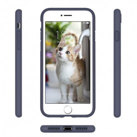 Husa iPhone 7 / iPhone 8, ultra slim silicon, interior din catifea, Bleumarin - Img 2