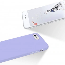 Husa iPhone SE 2, ultra slim silicon, interior din catifea, protectie camera, protectie ecran, Mov Deschis - Img 2