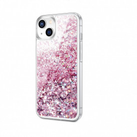 Husa pentru iPhone 13, cu Apa si Sclipici, Glitter, Fashion, protectie camera, Premium Quality, Roz