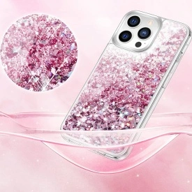 husa apa sclipici iphone 13 pro roz planetphone