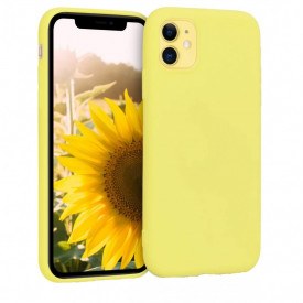 Husa protectie iPhone 11, ultra slim, silicon Galben, interior din microfibra, protectie camera, protectie ecran