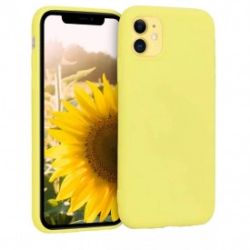 Husa protectie iPhone 11, ultra slim, silicon Galben, interior din microfibra, protectie camera, protectie ecran