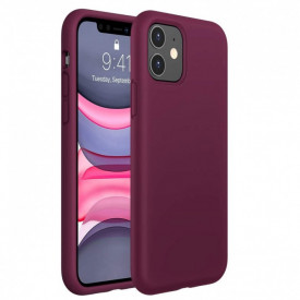 Husa protectie iPhone 11, ultra slim, silicon Visiniu, interior din microfibra, protectie camera, protectie ecran