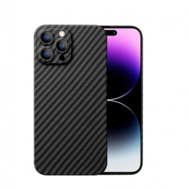 Husa protectie iPhone 14 Pro din Kevlar, din Fibra de Carbon, Aramida, ultra slim, ultra rezistenta, protectie camera, Negru