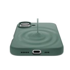 husa iphone 16 verde armata catifea la interior si silicon planetphone