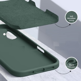 husa iphone 17 verde armata catifea la interior si silicon planetphone