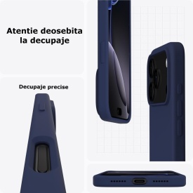 husa iphone 17 pro max bleumarin din silicon si catifea la interior planetphone