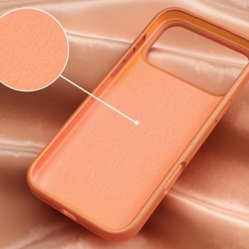 husa iphone 17 pro max portocalie din silicon si catifea la interior planetphone