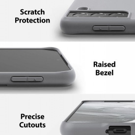 Husa protectie Samsung Galaxy S21 Plus, ultra slim, silicon Gri, cu interior de catifea, protectie camera - Img 3