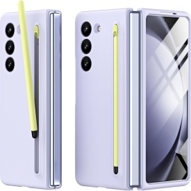 Husa protectie Samsung Galaxy Z Fold 5, cu S-Pen inclus, Slim, Antisoc, Premium Quality, din policarbonat, 2 piese, Mov