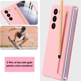 husa samsung z fold 5 cu s pen roz planetphone