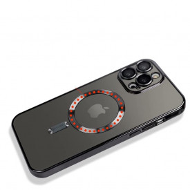 husa iphone 15 pro magsafe transparenta margini negru planetphone