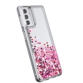 Husa Samsung A15 cu Apa si Sclipici Lichid Roz - Protectie Camera