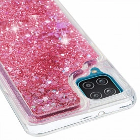 Husa Samsung Galaxy A12, cu Apa si Sclipici, Lichid si Glitter, Fashion, protectie camera, Roz - Img 3