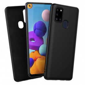 Husa Samsung Galaxy A21s, ultra slim, silicon Negru, cu interior de catifea, protectie camera - Img 2