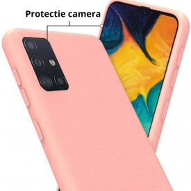 Husa Samsung Galaxy A71, ultra slim silicon si microfibra, roz - Img 2