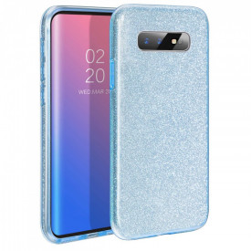 Husa Samsung Galaxy S10 Plus ultra slim din silicon, cu 3 straturi protective, Fashion, cu sclipici Glitter, Albastru