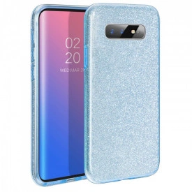 Husa Samsung Galaxy S10 Plus ultra slim din silicon, cu 3 straturi protective, Fashion, cu sclipici Glitter, Albastru