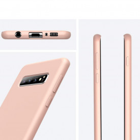 Husa Samsung Galaxy S10 Plus, ultra slim silicon si microfibra, Roz - Img 2