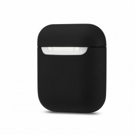 Husa suport cutiuta casti compatibila cu Airpods Apple Iphone, silicon Negru, 2 piese