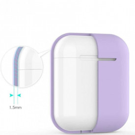 Husa suport cutiuta casti compatibila cu Airpods Apple Iphone, silicon Mov, 2 piese - Img 3