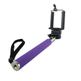Selfie Stick MonoPod din Aluminiu, Bluetooth, cu telecomanda, 100cm, Universal, Mov, compatibil IOS si Android