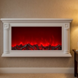 semineu decorativ electric cu flacari ieftin, alb
