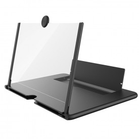 Suport pliabil cu lupa si amplificator de imagine cu efect 3D pentru telefoane mobile, compatibil cu Samsung, Apple, Huawei, Xiaomi, 10 inch, Negru, PlanetPhone