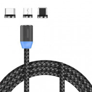 Cablu de incarcare MAGNETIC, 3 in 1 USB-C, Micro-USB, Lightning panzat - Img 3