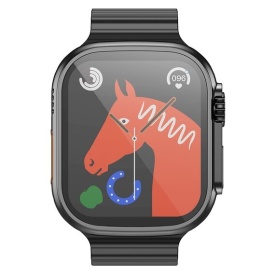 Ceas SmartWatch unisex, Hoco (Y12 Ultra), 1.96 inches, Ruiyu 8762DT, 128MB, Oximetru SpO2, Ritm Cardiac, ECG, NFC, Monitorizare Somn, Protectie Apa IP67 | BLACK - Img 2