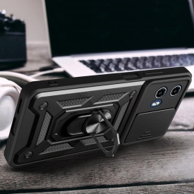 Husa antisoc Armor, compatibila cu Motorola Moto g54 Power, silicon si plastic, magnet inclus, inel prindere, stand pentru filme, Camera Slide, Rosu - Img 7