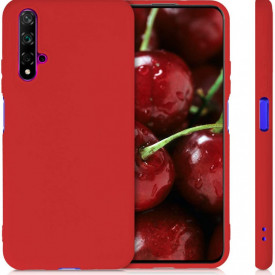 Husa Huawei Nova 5T, ultra slim, silicon Rosu, cu interior de catifea, protectie camera - Img 2