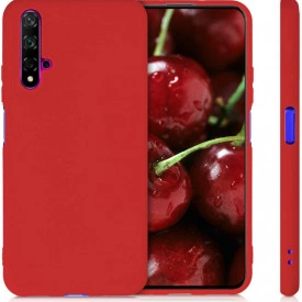 Husa Huawei Nova 5T, ultra slim, silicon Rosu, cu interior de catifea, protectie camera - Img 2