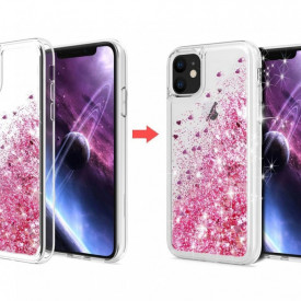 husa cu apa si sclipici pentru iphone 11 - efect lichid stralucitor si protectie completa