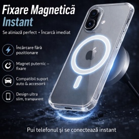 Husa iPhone 17 Transparenta MagSafe Silicon Ultra Slim Protectie Camera - Img 2